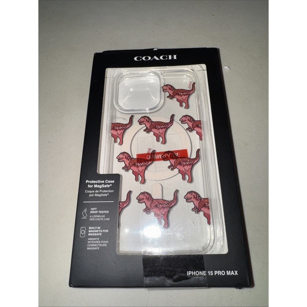 NIB Coach Rexy Glitter Dinosaur -iPhone 15 Pro Max- MagSafe Clear Case